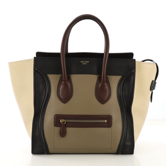 Celine Tricolor Luggage Handbag Leather Mini Neutral 416577