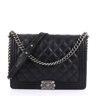 Chanel Double Stitch Boy Flap Bag Quilted Calfskin Large 416578