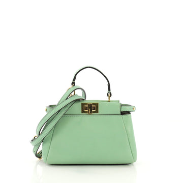 Fendi Peekaboo Bag Leather Micro Green 416631