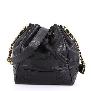Chanel Vintage CC Drawstring Bucket Bag Caviar Small Black 4166416