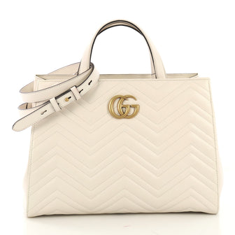 Gucci GG Marmont Tote Matelasse Leather Medium White 4166421