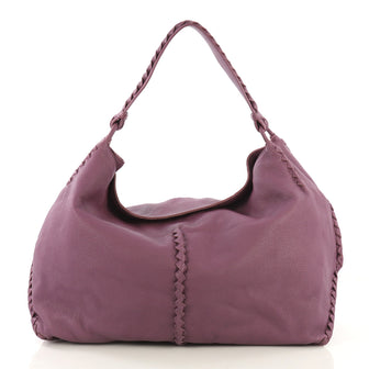 Bottega Veneta Shoulder Bag Cervo Leather with Intrecciato Purple 4166422