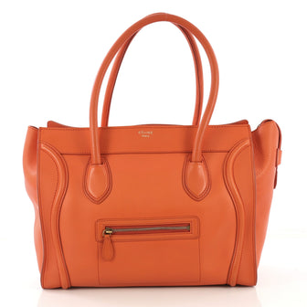 Celine Shoulder Luggage Bag Leather Orange 4166424