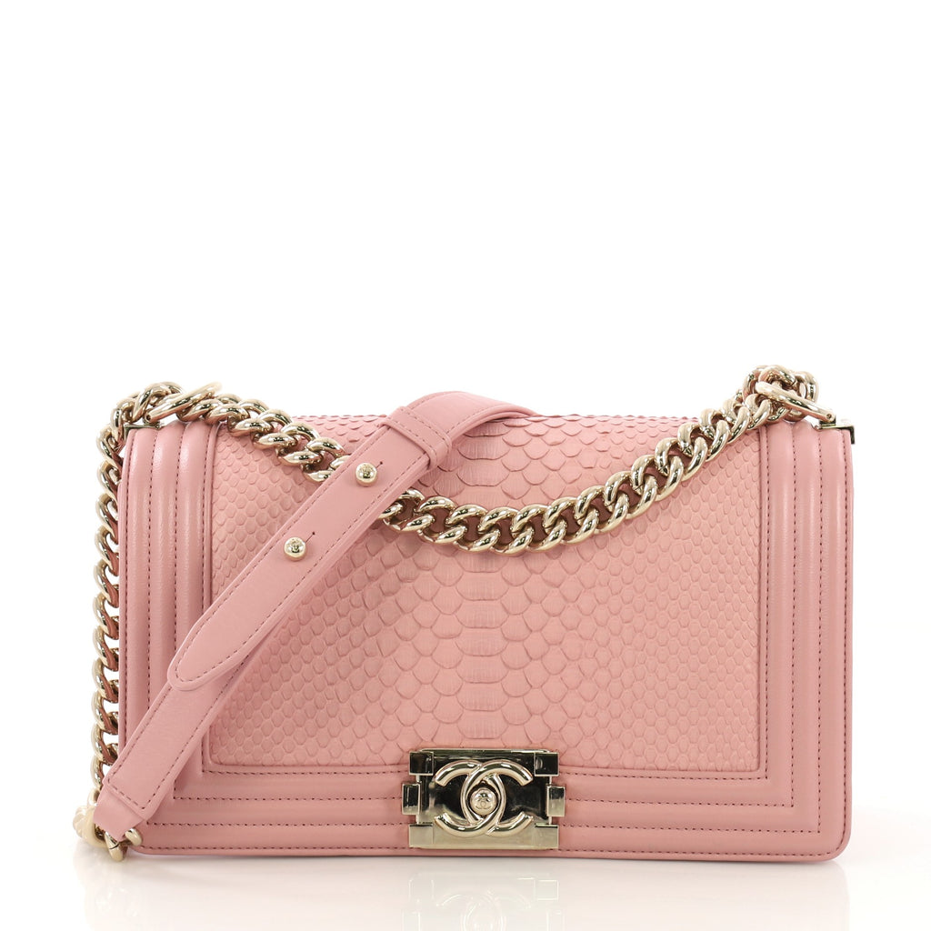 CHANEL Pink Python Boy Bag
