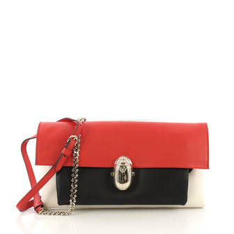 Christian Louboutin Tricolor Khepira Clutch Leather Small White 416791