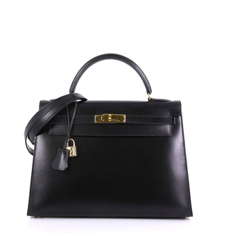 Hermes Kelly Handbag Black Box Calf with Gold Hardware 32 41692103