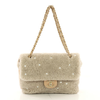 Chanel CC Chain Flap Bag Pearl Embellished Shearling 41692114