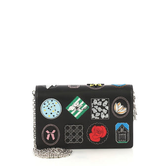Christian Dior Wallet on Chain Patch Embellished Leather Black 416921...