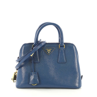 Prada Promenade Bag Vernice Saffiano Leather Small Blue 41692127