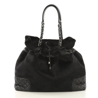Chanel Drawstring Tote Quilted Calfskin and Pony Hair Black 41692138