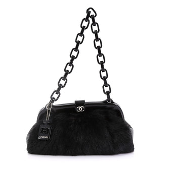 Chanel No. 5 Resin Chain Frame Shoulder Bag Fur Medium 41692157