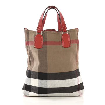 Burberry Tottenham Tote House Check Canvas Medium Brown 4169215