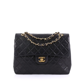 Chanel Vintage Square Classic Double Flap Bag Quilted Black 41692160