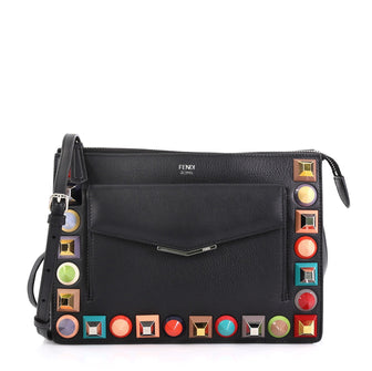 Fendi Front Pocket Crossbody Bag Studded Leather Small - Rebag