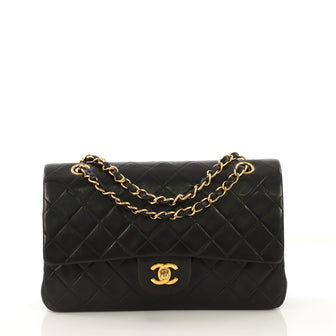 Chanel Vintage Classic Double Flap Bag Quilted Lambskin Black 41692168