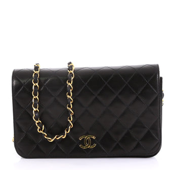 Chanel Vintage 3 Way Full Flap Bag Quilted Lambskin Small Black 41692177