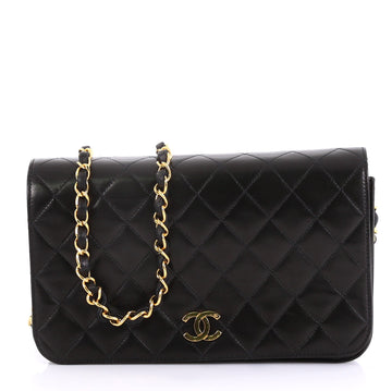 Chanel Vintage 3 Way Full Flap Bag Quilted Lambskin Small Black 41692177