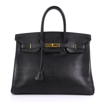 Hermes Birkin Handbag Black Ardennes with Gold Hardware 35 41692186