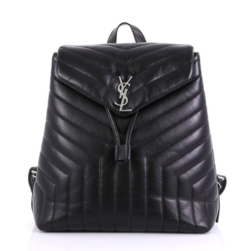 Saint Laurent LouLou Backpack Matelasse Chevron Leather Black 4169218