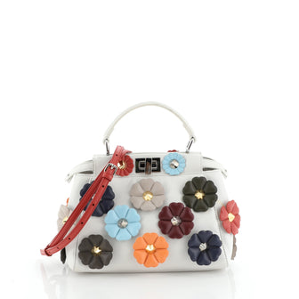 Fendi Flowerland Peekaboo Bag Embellished Leather Mini