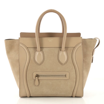 Celine Luggage Handbag Suede Mini - Designer Handbag - Rebag