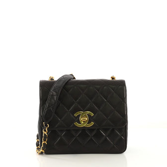 Chanel Vintage Square CC Flap Bag Quilted Lambskin Medium Black 4169240
