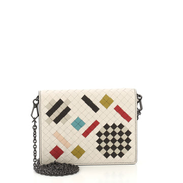 Bottega Veneta Flap Wallet on Chain Printed Intrecciato Nappa Small