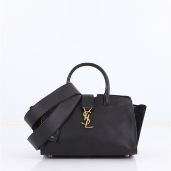 Saint Laurent Monogram Cabas Downtown Leather with Suede Black 416925
