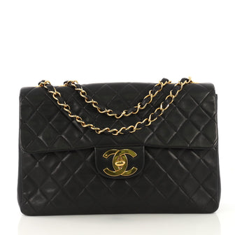 Chanel Vintage Classic Single Flap Bag Quilted Lambskin Black 4169289
