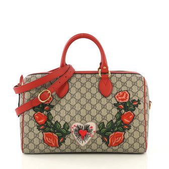 Gucci Convertible Boston Bag Embroidered GG Coated Canvas Medium