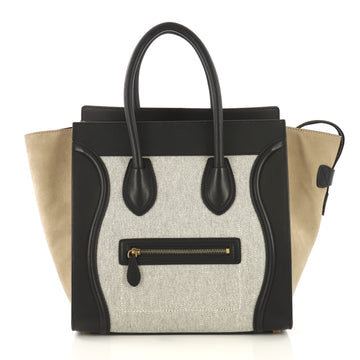 Celine Tricolor Luggage Handbag Canvas and Leather Mini White 4169913
