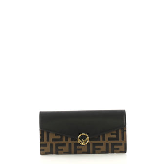 Fendi Continental Envelope Wallet Leather and Logo Embossed 416994