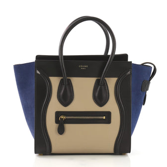 Celine Tricolor Luggage Handbag Leather Micro Black 4170011