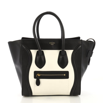 Celine Bicolor Luggage Handbag Leather Micro Black 4170017