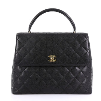 Chanel Vintage Classic Top Handle Flap Bag Quilted Caviar 4170020
