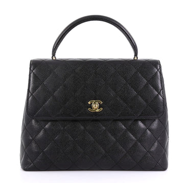 Chanel Vintage Classic Top Handle Flap Bag Quilted Caviar 4170020