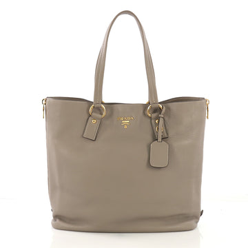 Prada Side Zip Shopper Tote Vitello Daino Large Neutral 4170029