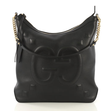 Gucci Apollo Shoulder Bag GucciGhost Embossed Leather Large Black 4170037