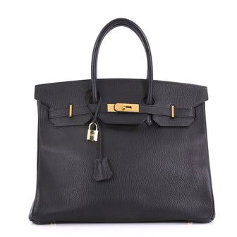 Hermes Birkin Handbag Black Ardennes with Gold Hardware 35 4170041