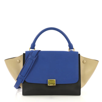 Celine Trapeze Handbag Leather Small Blue 417004