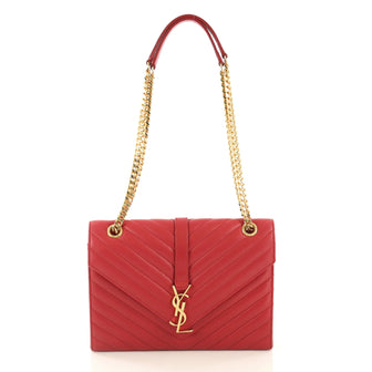 Saint Laurent Classic Monogram Envelope Satchel Matelasse Chevron Leather Medium