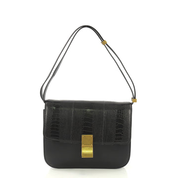 Celine Classic Box Bag Leather and Ostrich Leg Medium Blue 4170054