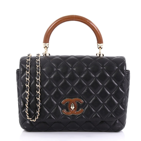 Chanel Knock on Wood Top Handle Bag Quilted Tweed Mini at 1stDibs