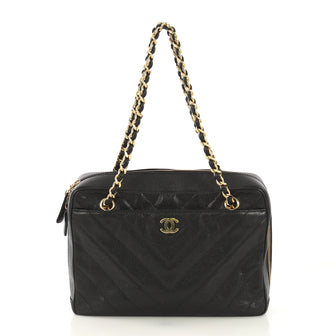 Chanel Model: Vintage Pocket Camera Bag Chevron Caviar Medium Black 41700/7