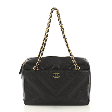 Chanel Model: Vintage Pocket Camera Bag Chevron Caviar Medium Black 41700/7
