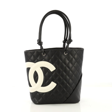 Chanel Cambon Tote Quilted Leather Medium Black 417009
