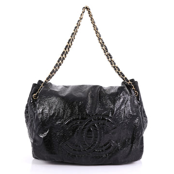 Chanel Rock and Chain Flap Bag Patent XL Black 417011