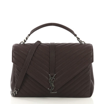 Saint Laurent Classic Monogram College Bag Matelasse Chevron Red 417072