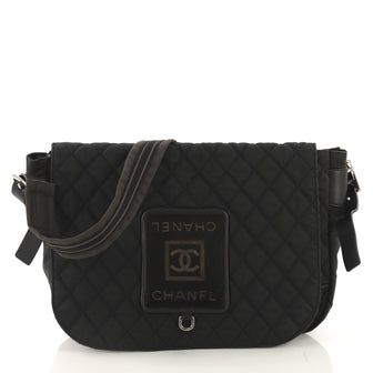 Chanel Sport Line Messenger Bag Quilted Nylon with Pony Hair 417226