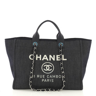 Chanel Deauville Chain Tote Denim Medium Blue 417234
